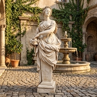 Statue de terminal ou d'herme de jardin en marbre blanc sculptée à la main sur mesure - Sculpture de pilier panier de fleurs classique sur mesure