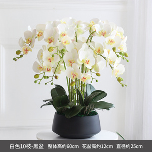 Venta al por mayor de alta calidad decoración del hogar jarrón planta de seda <span class=keywords><strong>blanca</strong></span> en maceta flores artificiales Phalaenopsis orquídea púrpura con maceta - Product Image 5