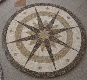 Mosaico Artesanal Natural en Forma de Rosa de los Vientos con Medallón Náutico, Colores de Mármol para Pisos, Disponible en Alibaba - Product Image 4