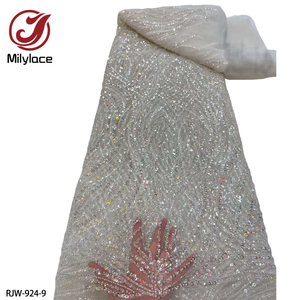 <span class=keywords><strong>Tela</strong></span> de encaje de <span class=keywords><strong>tul</strong></span> francés de lentejuelas con cuentas hechas a mano con bordado naranja quemado nupcial de lujo - Product Image 5