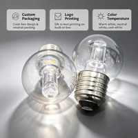Ampoules G45 E27 Dimmables 1W pour Guirlandes Lumineuses dans les Restaurants, Cafés, Bars, Mariages, Patios, Coque en PC Étanche, Utilisation Intérieure et Extérieure