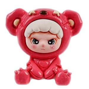 Venta al por mayor de abalorios de resina 3D para llaveros, bonitos colgantes de flores de oso de dibujos animados y conejo flocado, accesorios de resina para bebés Microland - Product Image 5