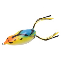 Leurre de surface souple en forme de grenouille corpulente, avec revêtement coloré, jupe en silicone et hameçons anti-herbe pour la pêche au snakehead, au bar et en eau douce