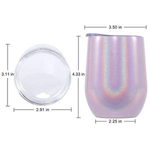 Mug à vin <span class=keywords><strong>en</strong></span> acier inoxydable à double paroi 304 avec couvercle coulissant, peinture <span class=keywords><strong>arc</strong></span>-<span class=keywords><strong>en</strong></span>-<span class=keywords><strong>ciel</strong></span> multicolore, paillettes caméléon, 12 oz - Product Image 2