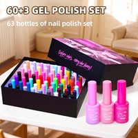 Ensemble de 63 vernis à ongles en gel UV/LED, base et top coats, blanchissant, sans rinçage, séchage rapide, nude et bordeaux, 15 ml