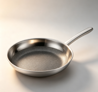 Wajan Penggorengan Anti Lengket Stainless Steel Honeycomb dengan Gagang Panjang Berpaku, Kualitas Restoran, Dapat Digunakan di Kompor Induksi dan Gas