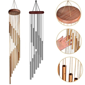 Campanas de Viento de Aleación de Aluminio al por Mayor, 12 Tubos, con Gancho, Campanas Doradas y Plateadas para Decoración del Hogar, Exteriores, Bodas, Fiestas, Regalos Conmemorativos - Product Image 1
