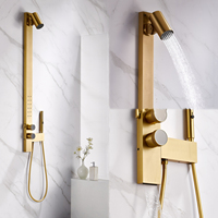 Offre Spéciale : Ensemble de Douche Mural Thermostatique Doré Brossé avec Jets Pluie et Jets Corporels Haute Pression pour Salle de Bain