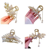 Jepit Rambut Model Vintage 2023, Desain Bunga Lily Valley, Kupu-kupu, Rumbai, Mutiara, Berlian, dan Biji Gandum, Bahan Zinc Alloy