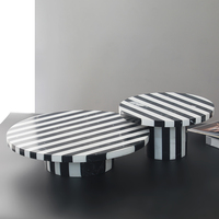 Plateau en marbre moderne à rayures blanches et noires, pour la décoration de la maison, style nordique, pour fruits secs,