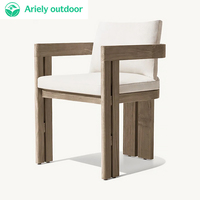 Ensemble table et chaises de salle à manger d'extérieur style moderne, en teck, avec accoudoirs, résistant aux intempéries, pliable, imperméable, pour cour et hôtel