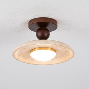 Yellow Travertine <b>Ceiling</b> <b>Light</b> Led Surface Mounted Wabi Sabi Style For Entrance Hallway Foyer Balcony Lighting Fixture - Product Image 2