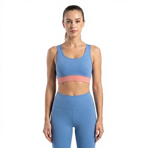 2023 Custom Recycled Sports <b>Bra</b> for Women Contrasting Color Gym Tops with Back Pocket Plus Size Options - Product Image 2