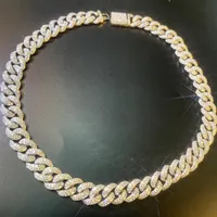 Diamond Chain Custom 925 Sterling Silver Iced Out Moissanite Diamond Cuban Chain 18k Gold Plated Custom Hip Hop Necklace Men Jewelry Cuban Link Chain