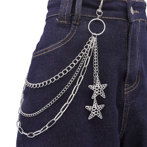 จี้รูปดาวแบบโปร่งหลายชั้น โซ่คล้องกางเกงโลหะผสมสังกะสี สไตล์พังก์ โซ่คาดเอว เครื่องประดับสำหรับใส่ทุกวัน - Product Image 1