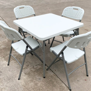 Ensemble de chaises et de table en plastique blanc moderne en PEHD moulé par soufflage, chaise et table pliantes pour fête en plein air, mariage - Product Image 2