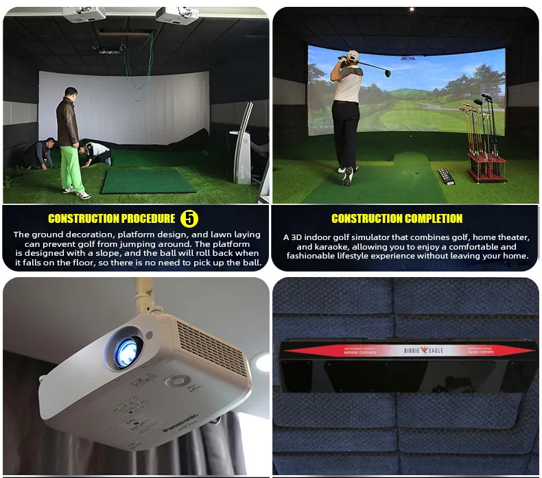 Écran de projection 3D PGM P6 Système de simulation de golf intérieur virtuel Ensemble complet de simulateur de golf de Corée pour usage domestique