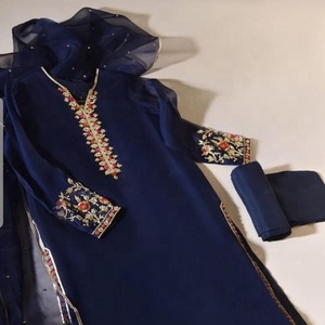 Belle --- tendance --- Kurta avec pantalon-robe pour la fête-usure-robe avec belle-travail applique pour la fête/mariage = 2021 - Product Image 1