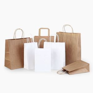 Sac en papier kraft brun recyclé, écologique, jetable, pour l'épicerie, l'emballage, les restaurants, les plats à emporter - Product Image 2