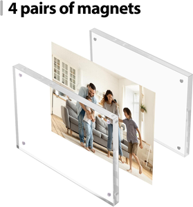Lot de 10 aimants de réfrigérateur carrés durables, faciles à assembler, anti-poussière, avec cadre photo anti-acrylique pour chambre à coucher, table de chevet, usage personnel - Product Image 2
