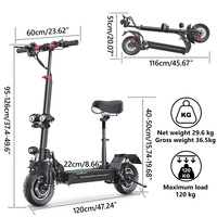 Trottinette électrique à double moteur 2000W pour adultes, 50 km/h, tout-terrain, 48V 20Ah, pneus de 10 pouces, autonomie de 61 km, pliable avec siège