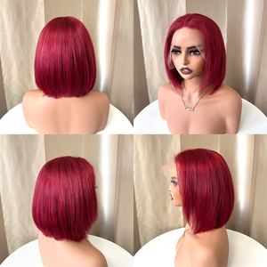 Perruque Lace Front Courte Bob Colorée avec Mèches, <span class=keywords><strong>Cheveux</strong></span> Remy Double Drawn, <span class=keywords><strong>Frange</strong></span> Latérale, pour Femme, Usage Quotidien - Product Image 2