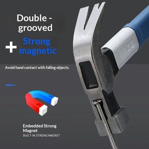 8 inch carpentry claw hammer double top strong magnetic non-slip high carbon steel plastic handle factory wholesale magnetic - Product Image 3