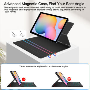 Flip Fold Magnetic con retroilluminazione <span class=keywords><strong>Cover</strong></span> per Tablet tastiera Wireless per tastiera <span class=keywords><strong>Samsung</strong></span> <span class=keywords><strong>Galaxy</strong></span> <span class=keywords><strong>Tab</strong></span> <span class=keywords><strong>S6</strong></span> 10.4 - Product Image 3