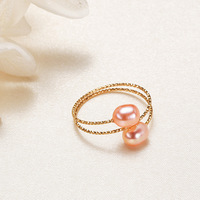 Bague HECATE de luxe en perle d'eau douce Mabe en forme de riz, laiton plaqué or 18 carats, qualité AA, design ouvert pour femme