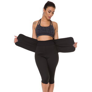 Pantalones de Yoga de Sauna para mujer, pantalones Capris de Control de grasa, Legging con cinturón de entrenamiento de cintura - Product Image 3