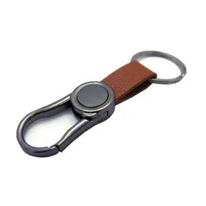 Keychain Brown Leather Metal Rings Detachable Key Ring Genuine Leather Smart Keychain For Christmas Gift