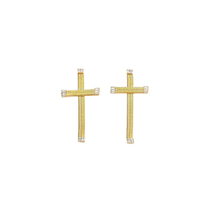 ต่างหูรูปกากบาท สแตนเลส 316L ชุบทอง PVD ประดับเพชร เครื่องประดับแฟชั่น - Product Image 2