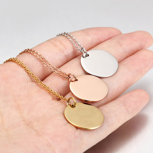 <b>Custom</b> <b>Name</b> Engravable Disc Pendant - Stainless Steel Personalized Jewelry for Men & Women | Letter Charm <b>Necklace</b> Gift - Product Image 3