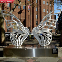 Sculpture de banc papillon en acier inoxydable pour jardin extérieur