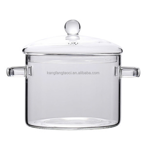 Olla de cocina de vidrio transparente de vidrio resistente al calor de alto nivel con mango de tapa Juegos de contenedores de alimentos de vidrio - Product Image 5