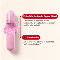 Complément Probiotique Féminin 5 Milliards de UFC Mélange de Lactobacillus 400mg XOS Prébiotiques en Capsules pour le Soutien du pH Vaginal, des Odeurs et des Mycoses