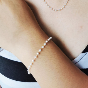 Fashion Tiny Stainless Steel Pearl <strong>Beaded</strong> Sterling <strong>Silver</strong> Bangle <strong>Bracelet</strong> - Product Image 3