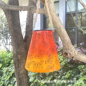 Solar Butterfly Iron <b>Lantern</b> Led Hanging Garden Light Outdoor Decorative <b>Lamp</b> - Product Image 1
