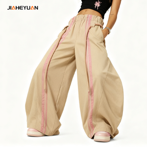Pantalons de survêtement pour femmes en gros, personnalisés, lourds, style streetwear, avec cordon de serrage, amples, tendance, taille cintrée, jambes larges - Product Image 3