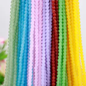 Factory Wholesale Smooth Round Glass Beads Colorful Jewelry Making DIY Accessory Crystal Glass Beads