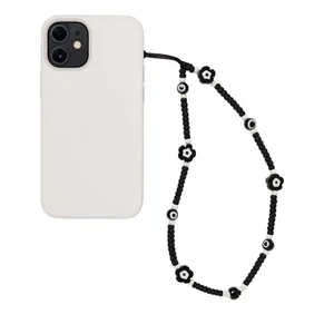 Phone Strap Black Evil Eye Flower Charm Beads Chain Cell Phone Case Lanyard Supplier Telephone Jewelry