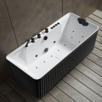 Baignoire autoportante en pierre artificielle avec surface à motif marbré, baignoire de massage spa, plusieurs couleurs