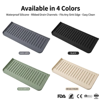 Protection anti-éclaboussures en silicone Wellfine, tapis de récupération d'eau, tapis d'évier, plateau de séchage, porte-éponge à vaisselle, accessoire d'évier de cuisine