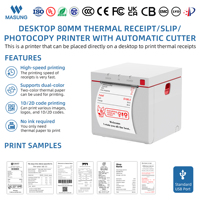 Printer Label Thermal Desktop MASUNG MD80II Grosir 80mm, Printer POS OEM dengan Antarmuka USB & RS232 untuk Retailing