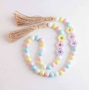 Guirnalda de Cuentas de Madera con Diseño Floral Colorido para Decoración de Primavera y Pascua, Suministros para Decoración Rústica de Fiestas en Casa de Campo, Venta al Por Mayor DAMAI - Product Image 1