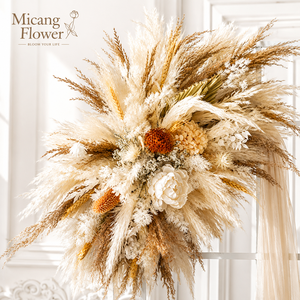 Decoración de Esquina para Bodas, Hojas de <span class=keywords><strong>Palma</strong></span>, Hierba de Pampas, Arco de Eucalipto, Arreglo Floral para Arco - Product Image 5