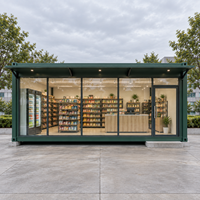 Magasin Modulaire Personnalisé en Conteneur Maritime Préfabriqué, Magasin de Proximité Modulaire, Kiosque Commercial Portable avec Façade en Verre, Bar à Café Postmoderne, Garantie 5 Ans