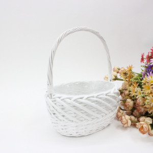 <span class=keywords><strong>Petit</strong></span> <span class=keywords><strong>panier</strong></span> de fleurs fait main <span class=keywords><strong>en</strong></span> saule naturel de style frais <span class=keywords><strong>blanc</strong></span> ovale - Product Image 6