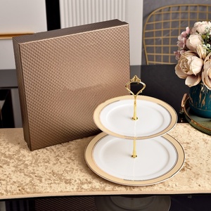 Présentoir à gâteaux en porcelaine jaune, vaisselle en porcelaine pour mariages et cadeaux, avec boîtes - Product Image 2