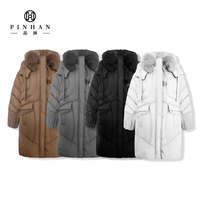 Großer echter Fuchsfellkragen abnehmbare Kapuze Khaki langer Damenmantel Winter warm dick Designermarke Pufferjacke für Damen